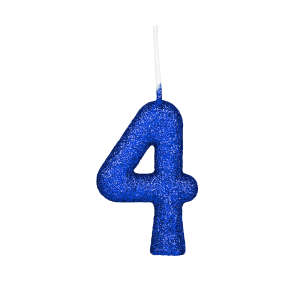 VELA CINTILANTE GLITTER AZUL NUMERO 4  REGINA