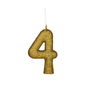 VELA CINTILANTE GLITTER DOURADA NUMERO 4 REGINA