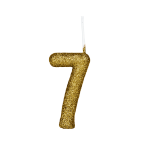 VELA CINTILANTE GLITTER DOURADA NUMERO 7 REGINA