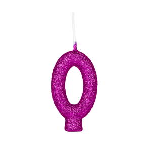 VELA CINTILANTE GLITTER PINK NUMERO 0 REGINA