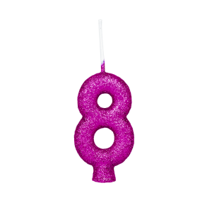 VELA CINTILANTE GLITTER PINK NUMERO 8 REGINA