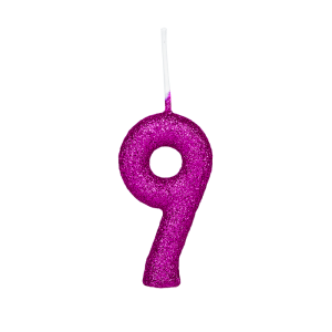 VELA CINTILANTE GLITTER PINK NUMERO 9 REGINA