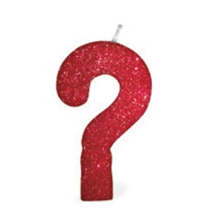 VELA CINTILANTE GLITTER VERMELHA INTERROGAÇÃO REGINA