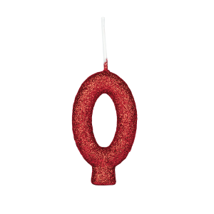 VELA CINTILANTE GLITTER VERMELHA NUMERO - 0 REGINA
