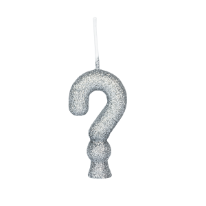 VELA CINTILANTE GLITTER PRATA INTERROGAÇÃO REGINA