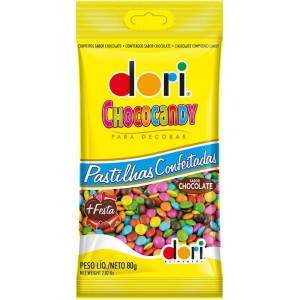 CHOCOCANDY PASTILHA CONFEITADAS COLORIDA 80G DORI