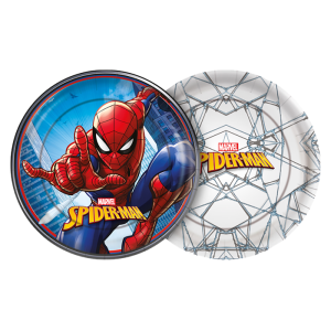 PRATO PAPEL REDONDO 18CM SPIDER MAN ANIMACAO REGINA
