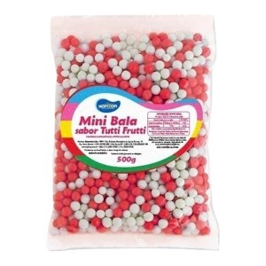 MINI BALA TUTTI FRUTTI ROSA E BRANCO 500G  HORIZON