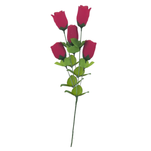 BOTAO ROSA AVELUDADO X5 VERMELHO 34CM D&A