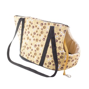 BOLSA TRANSPORTE PET N2 BEGE COM PATINHA MARROM