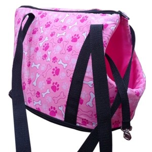 BOLSA TRANSPORTE PET N1 ROSA COM PATINHAS BRANCA
