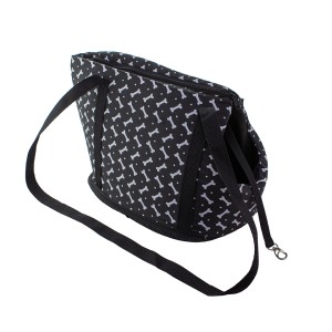 BOLSA TRANSPORTE PET N1 PRETA COM OSSINHOS BRANCO