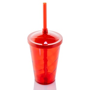 COPO TWISTER VERMELHO 400ML C/TAMPA E CANUDO