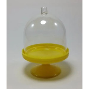 CUPULA CRISTAL ACRILICO  BASE  AMARELA COM 10 UNIDADES
