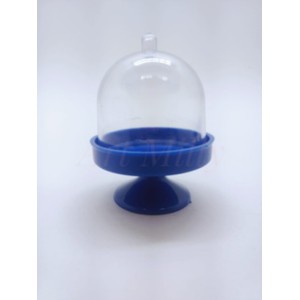 CUPULA CRISTAL ACRÍLICO  BASE  AZUL ROYAL COM 10 UNIDADES