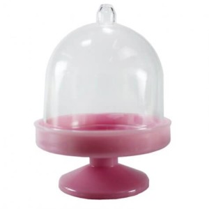 CUPULA CRISTAL ACRÍLICO  BASE  ROSA CLARO COM 10 UNIDADES
