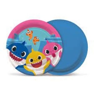   PRATO REDONDO BABY SHARK 18CM COM 8 UNIDADES