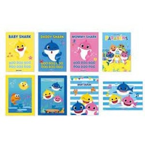 CARTAZ DECORATIVO BABY SHARK  COM 8 UNIDIDADES.