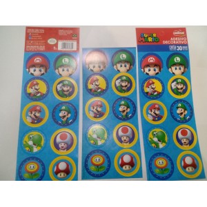 ADESIVO REDONDO SUPER MARIO COM 30 UNIDADES