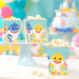  CAIXA PARA PIPOCA BABY SHARK COM 10 UNIDADE.