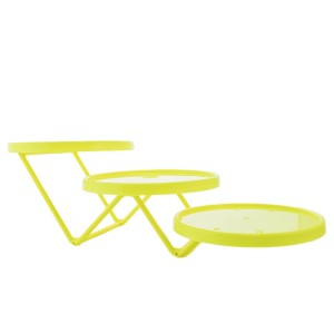 SUPORTE DE DOCES TRIPLO REDONDO 19CM - AMARELO NEON - KIN FESTAS