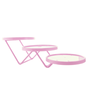 SUPORTE DE DOCES TRIPLO REDONDO 19CM - ROSA CLARO - KIN FESTAS