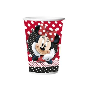 COPO PAPEL 330ML RED MINNIE C/8 - KIN FESTAS
