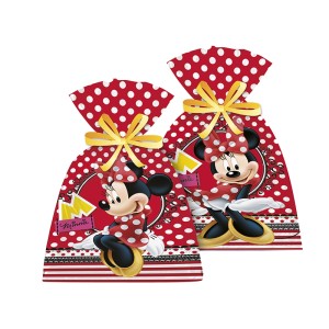 SACOLA PLASTICA RED MINNIE C/8 - KIN FESTAS