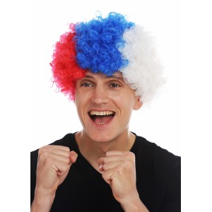 PERUCA BLACK POWER AZUL BRANCA E VERMELHA - KIN FESTAS