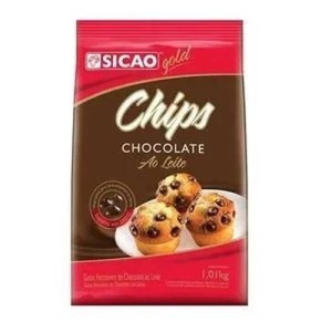 CHOCOLATE AO LEITE GOLD CHIPS 1,01KG SICÃO - KIN FESTAS