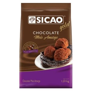 CHOCOLATE GOLD MEIO AMARGO FACIL DERRETIMENTO 1,01KG SICAO - KIN FESTAS